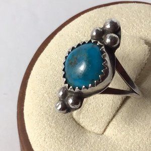 Vintage Native American Turquoise Ring Size 3 3/4